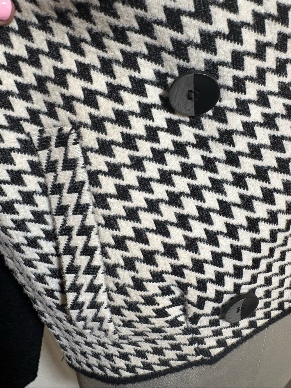 MAGASCHONI Houndstooth Knit Jacket Black White Double Breasted Quiet Luxury Sz S - Picture 3 of 16